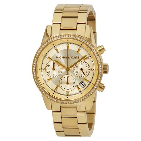 michael kors damen uhr analog chronograph gold|Michael Kors gold chronograph watch.